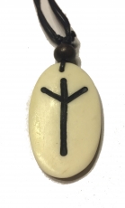 Algiz Rune - Kettenanhänger aus Knochen (weiss)