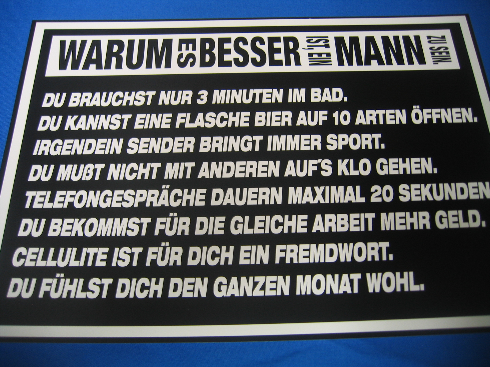 Warum es besser ist, ein Mann zu sein (Türschild) Asatru Shop