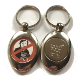 Merkel muss weg (Key ring with trolley coin in silver)