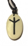 Algiz Rune - Pendant of Bone (White)